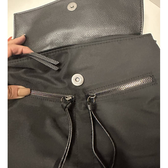 NWT Botkier New York Black Faux Leather Trigger Nylon Bag Mini Backpack - Picture 8 of 13